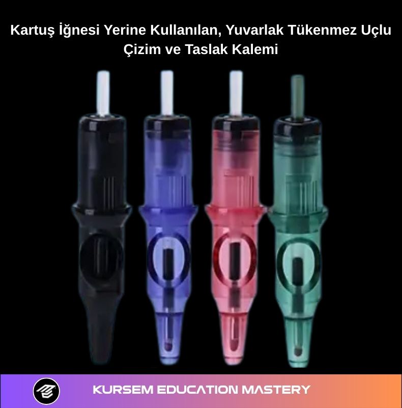 Kalıcı Makyaj Antrenman Çalışmaları İçin Kartuş Kalem – Kartuş İğnesi Yerine Kullanılan, Yuvarlak Tükenmez Uçlu Çizim ve Taslak Kalemi